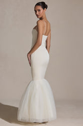 Tulle Hem Fishtail Gown in Ivory